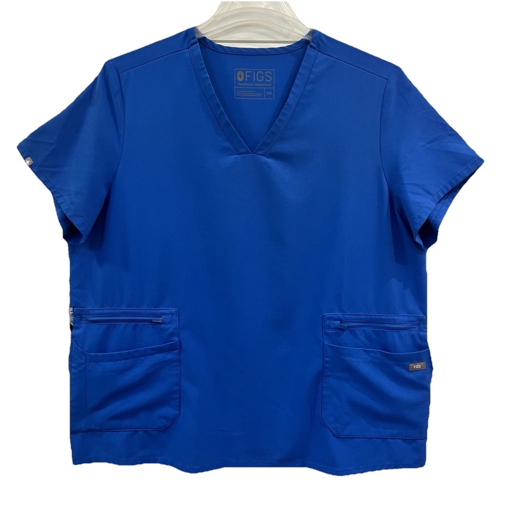 Figs Casma Technical Collection Feather Blue Scrub Top Rayon Women XXL W19sw1001